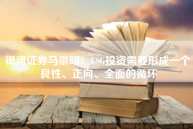 银河证券马宗明：ESG投资需要形成一个良性、正向、全面的循环