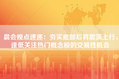 晨会观点速递：夯实底部后将震荡上行，逢低关注热门概念股的交易性机会